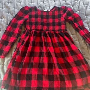 GAP Red and Black Casual Fit and Flare Dress with Crew Neck